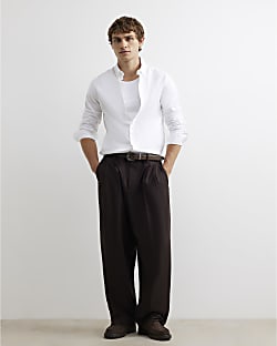 White  Muscle Fit Long Sleeves Oxford Shirt