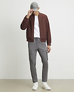 Grey Skinny Fit Cargo Trousers