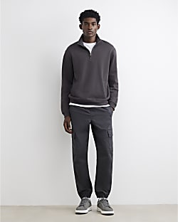 Grey Regular Fit Cargo Trousers