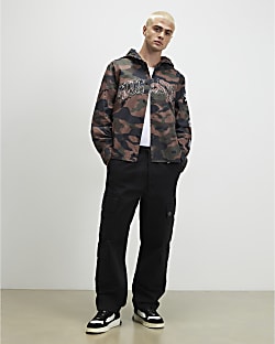 Black Baggy Fit Cargo Trousers