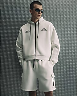 White Oversized Sanctuaire Zip Hoodie