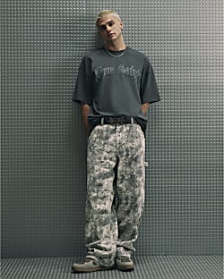 Cream Camo Baggy Fit Jeans