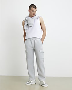 Grey Premium Regular Fit Cargo Joggers