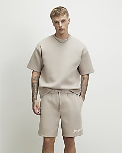 Beige Oversized Premium Cotton Blend T-Shirt