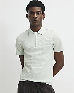 Green Muscle Fit Hexogen Textured Polo Shirt