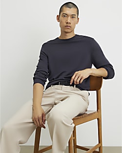Blue Slim Fit Jumper