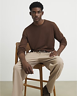 Brown Slim Fit Jumper