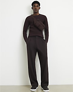 Burgundy Muscle Fit Long Sleeve Jumper