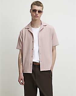 Pink Regular Fit Textured Shirt