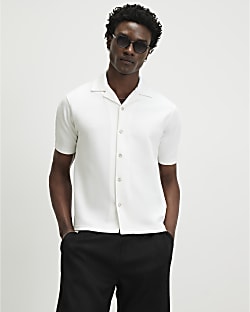 White Regular Fit Textured Shirt