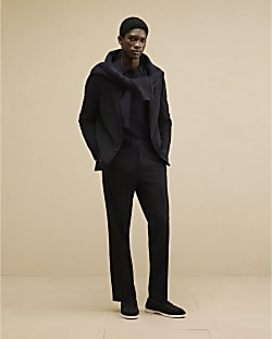Navy Regular Fit Suit Trousers
