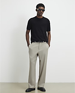 Black Slim Fit Knitted Essential T-Shirt