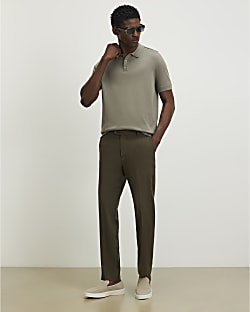 Green Slim Fit Knitted Polo Shirt