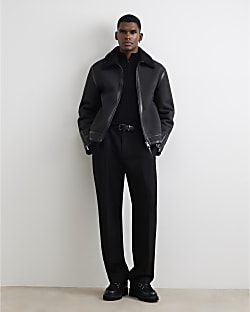 Black Shearling Lined Western Jacket