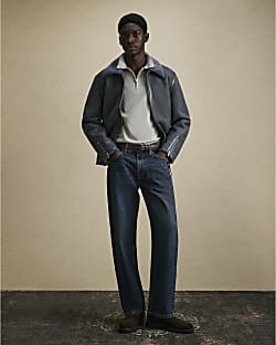 Grey Shearling Lined Western Jacket