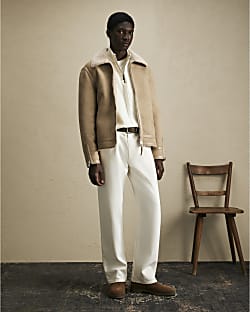 Beige Shearling Lined Western Jacket