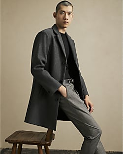 Grey Single Breasted Overcoat