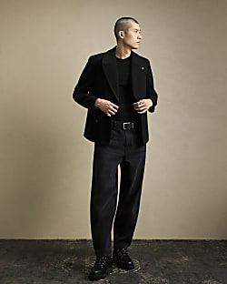 Black Asymmetric Single Breasted Peacoat