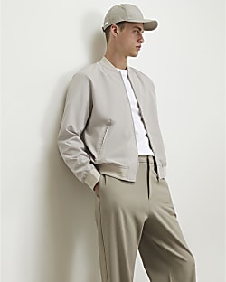 Beige Lightweight Bomber Jacket