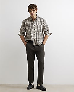 Khaki Slim Fit Cotton Blend Chinos