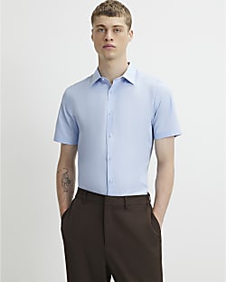 Blue Slim Fit Short Sleeve Shirt