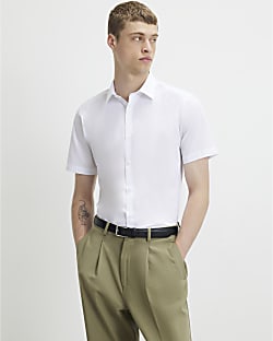 White Slim Fit Short Sleeve Shirt