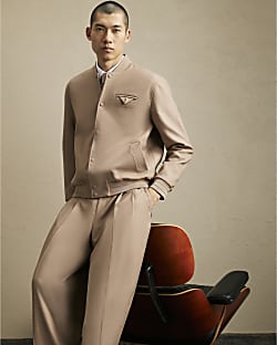 Beige Smart Twill Bomber Jacket