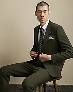 Khaki Skinny Fit Suit Jacket