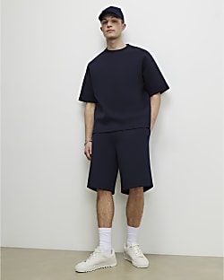 Navy Oversized Premium Cotton Blend T-Shirt