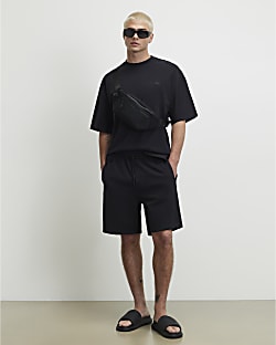 Black Oversized Fit Washed T-Shirt Set