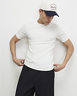 White Muscle Fit Stretch T-Shirt