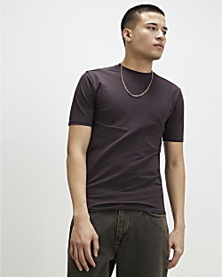 Purple Muscle Fit Lightweight Stretch T-Shirt