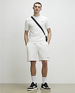 White Regular Fit Textured Shorts