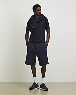 Navy Slim Fit Midweight V Neck T-Shirt