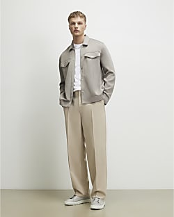 Grey Slim Fit Textured Overshirt