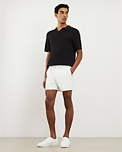 Cream Slim Fit Short Length Chino Shorts