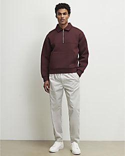 Grey Straight Fit Elasticated Trousers