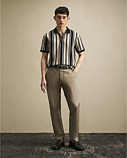 Beige Slim Fit Stretch Chino Trousers