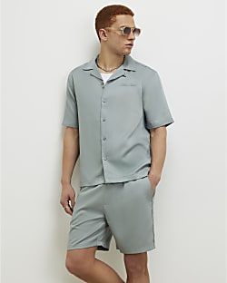 Blue Regular Fit Embroidered Script Shirt