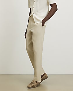 Beige Regular Fit 5 Pocket Chino Trousers
