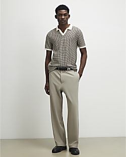 Beige Loose Fit Trousers