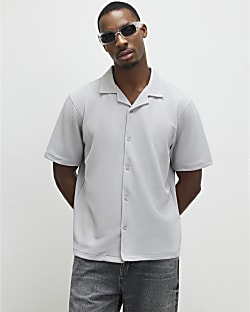 Grey Slim Fit Revere Shirt
