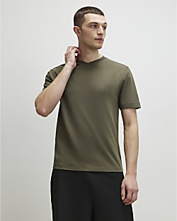 Khaki Essential Slim Fit V Neck T-Shirt