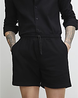 Black Regular Fit Shorter Length Shorts