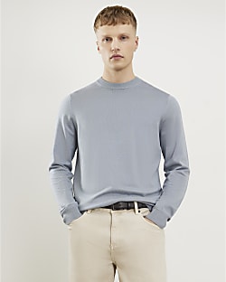 Blue Slim Fit Jumper