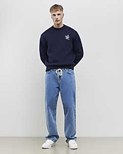 Navy Regular Fit AR Knitted Sweatshirt