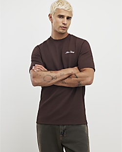 Brown Slim Fit Slinky Ame Saint T-Shirt