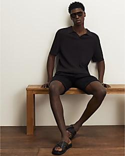 Black Slim Fit Denim Shorts