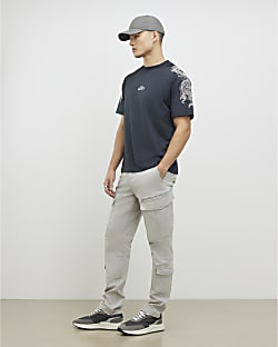 Grey Skinny Fit Cargo Trousers