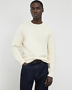 Cream Slim Fit Knit Jumper